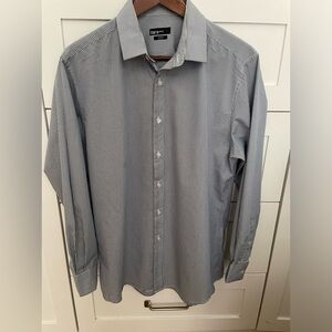 Bar III Preowned mens Button Down Long Sleeve Slim Fit Stretch L Blue Check